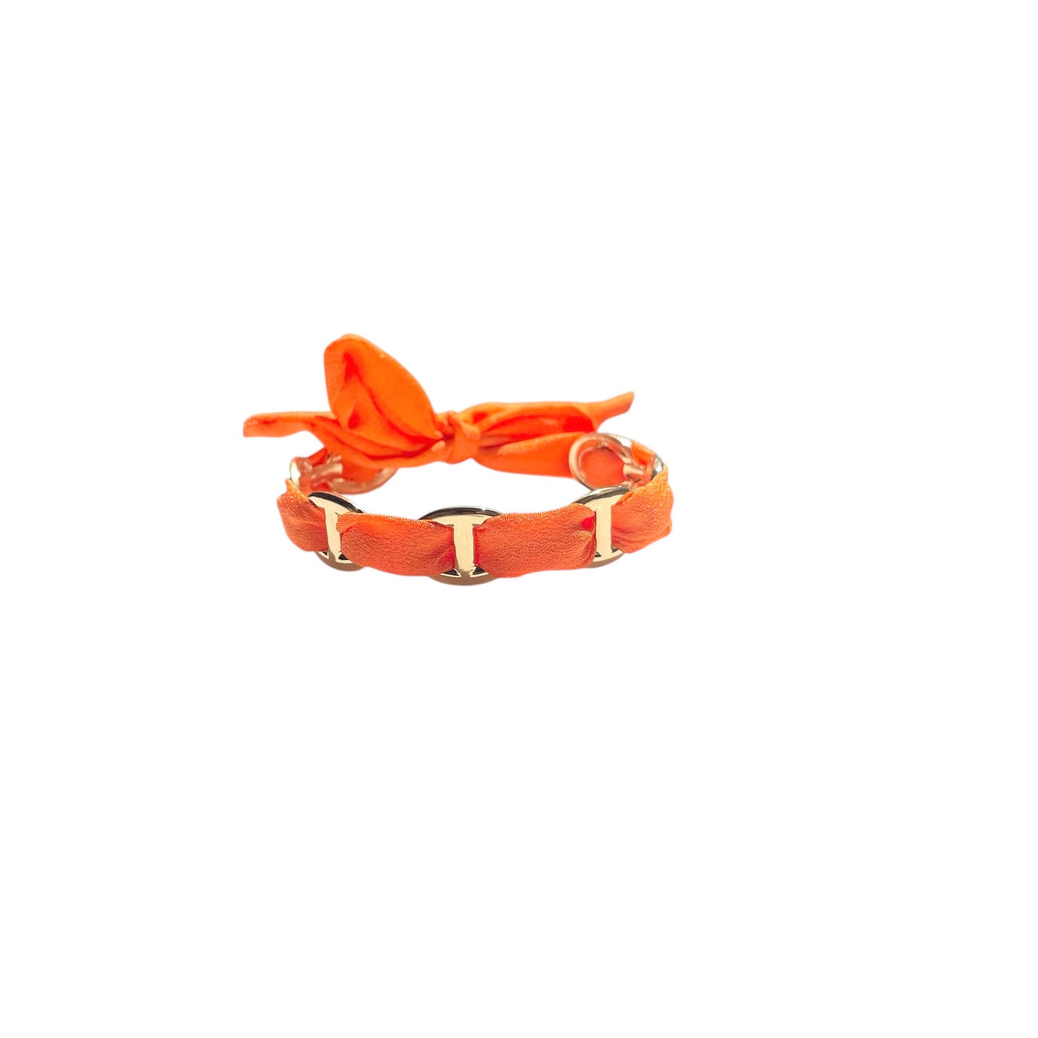 Bracelet Jonc Cordon Orange Maille Marine Acier Inoxydable - Hailey