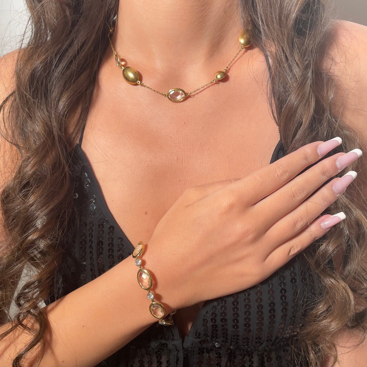 Bracelet Cristaux Acier Inoxydable - Yana
