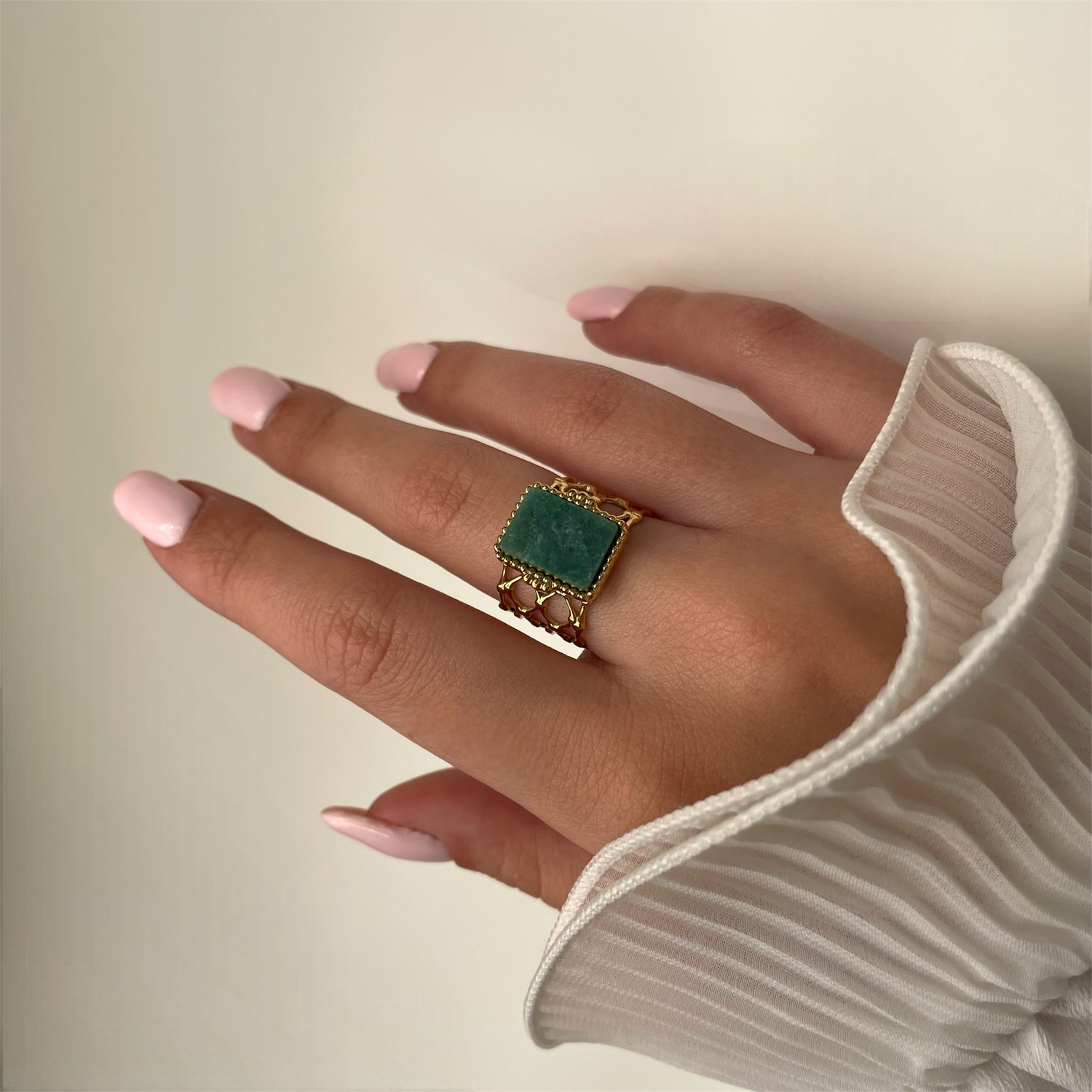 Bague Jaspe Vert - Ivy