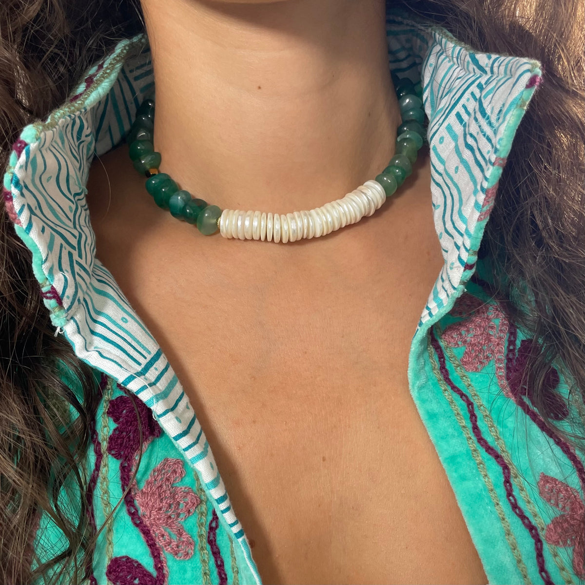 Collier pierre naturelle & nacre - Rivage