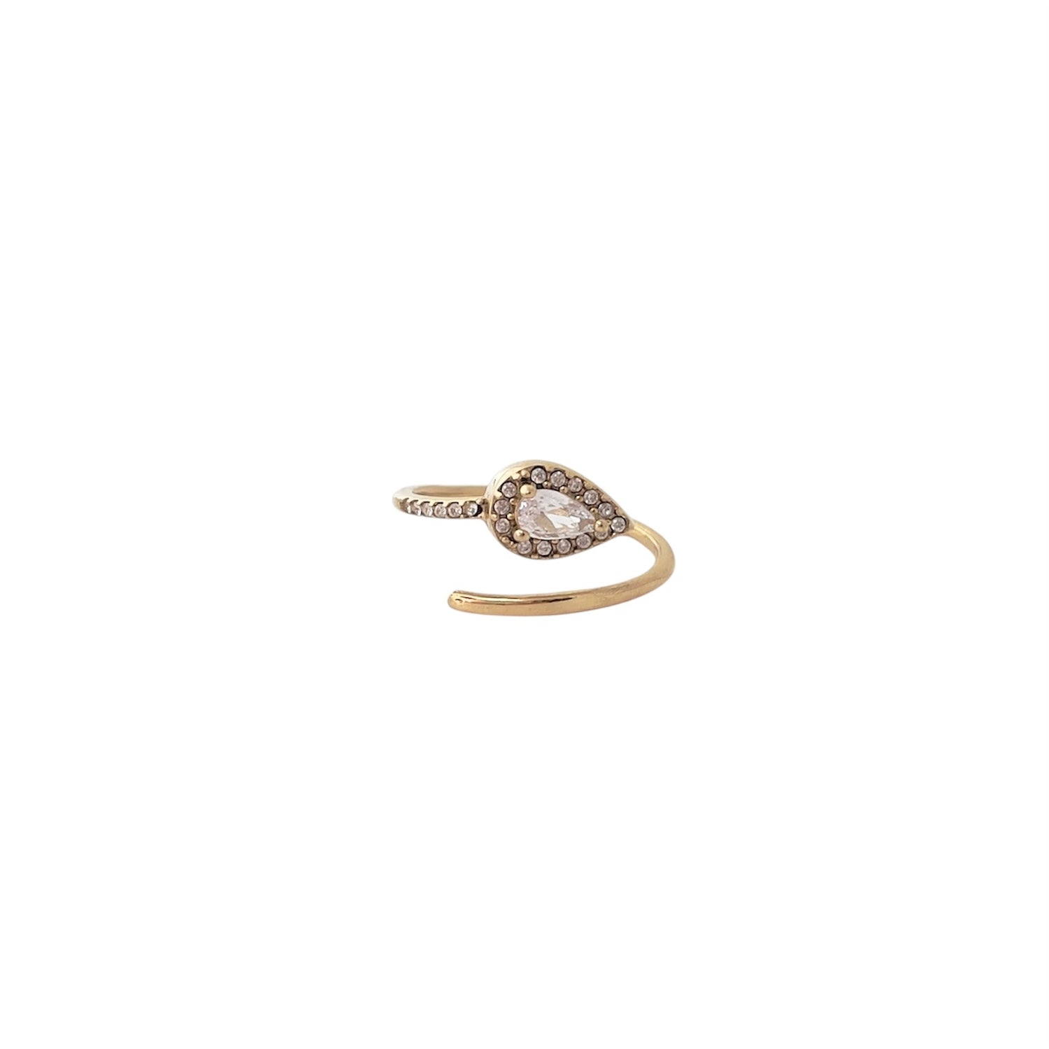 Bague ouverte Zircon Acier Inoxydable - Delta