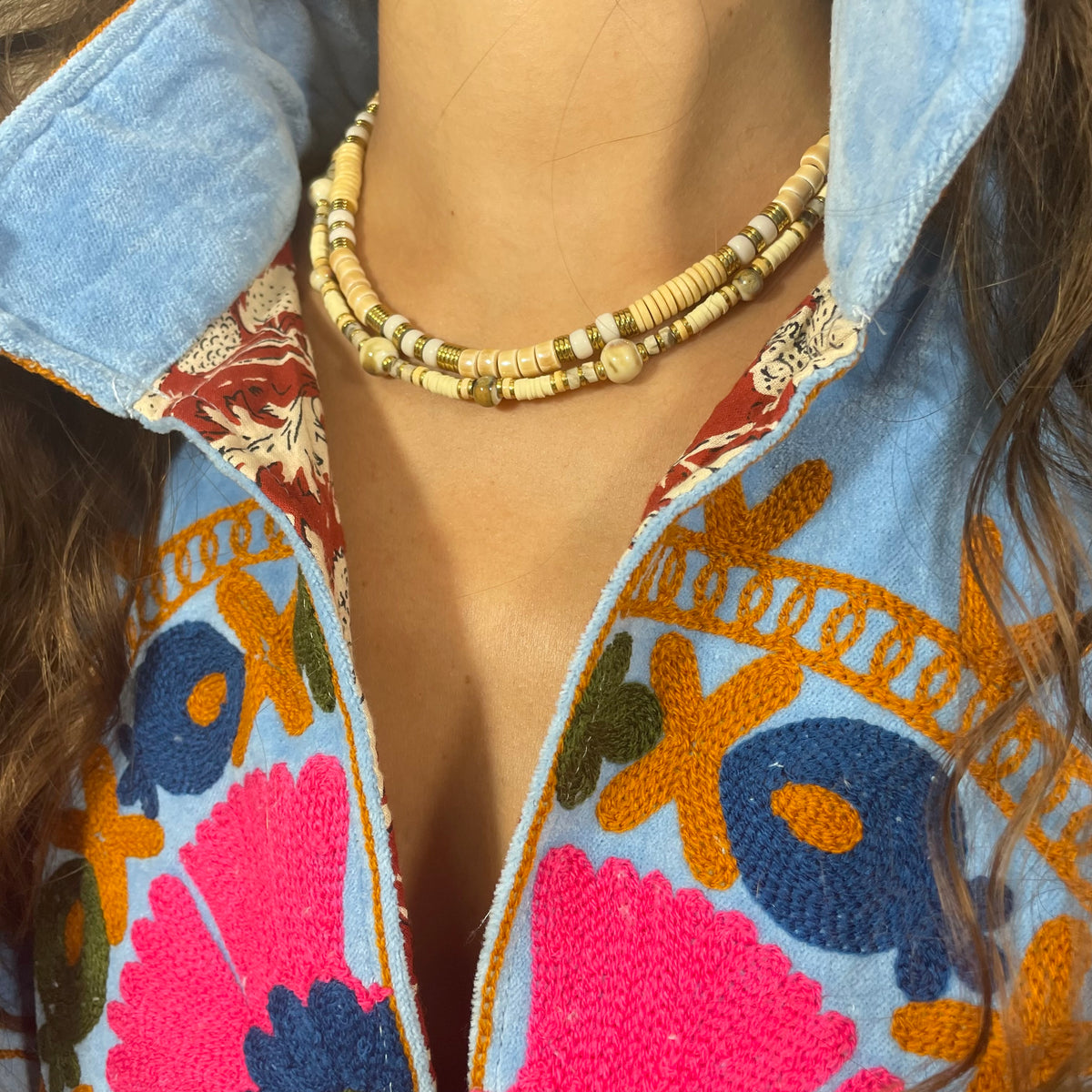 Collier beige - Heishi