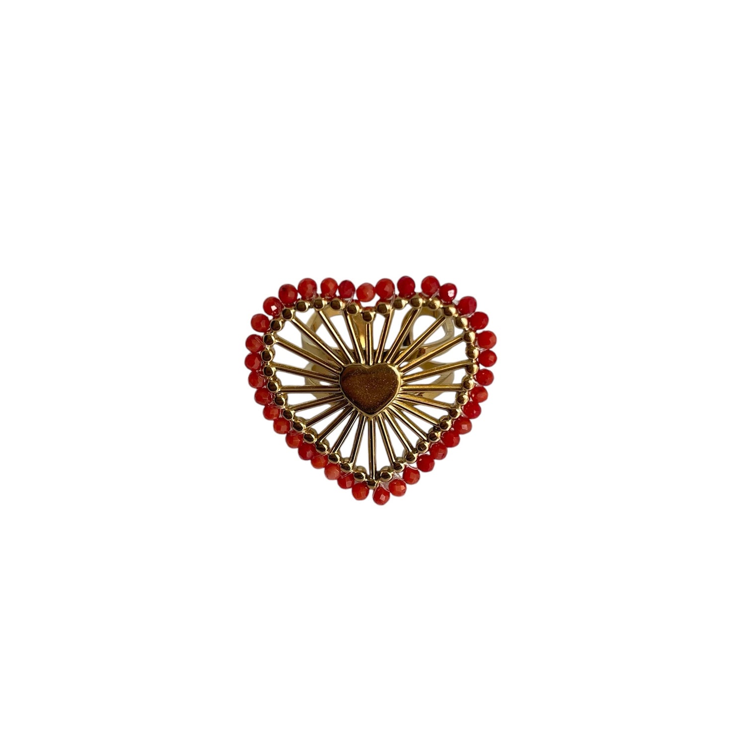 Bague Cœur Acier Inoxydable - Muse Rouge