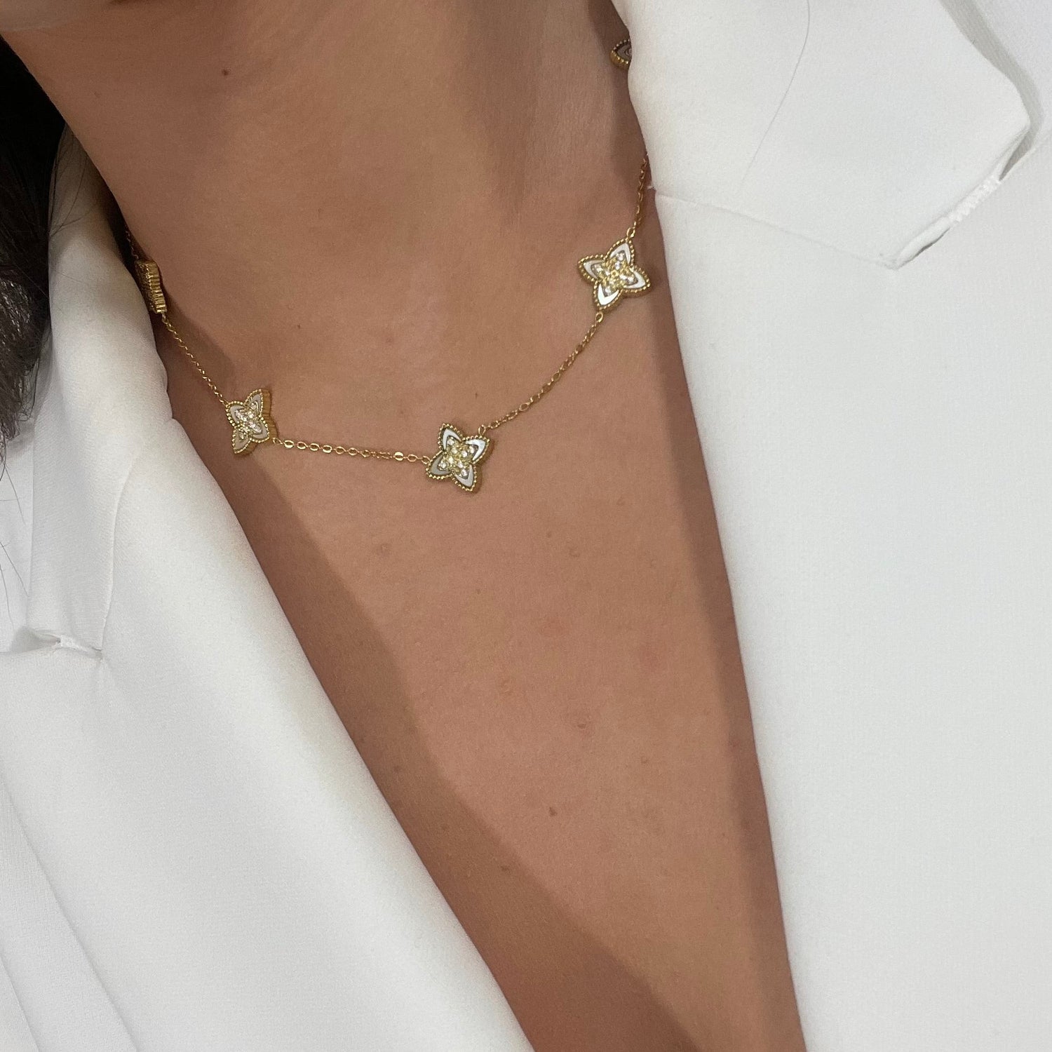 Collier Trèfles Acier Inoxydable - Chance