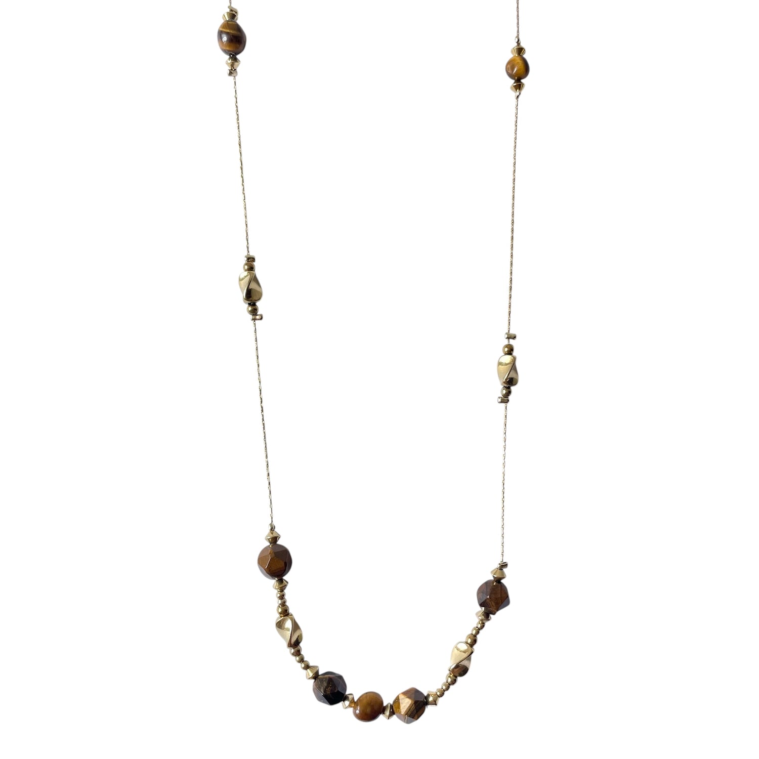 Sautoir Perles Marron Acier Inoxydable - Yelena