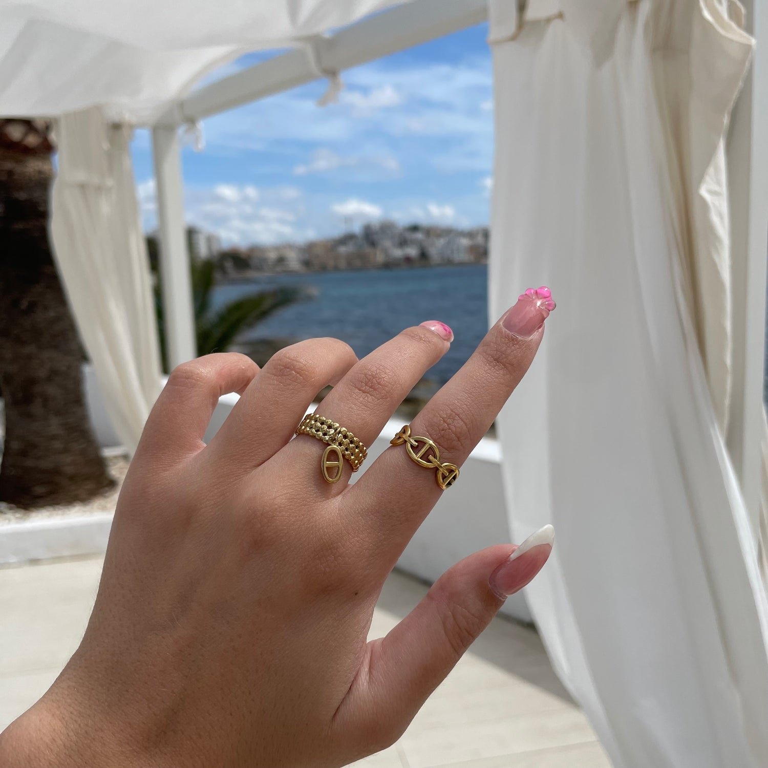 Bague à Breloque Maille Marine Acier Inoxydable - Hailey