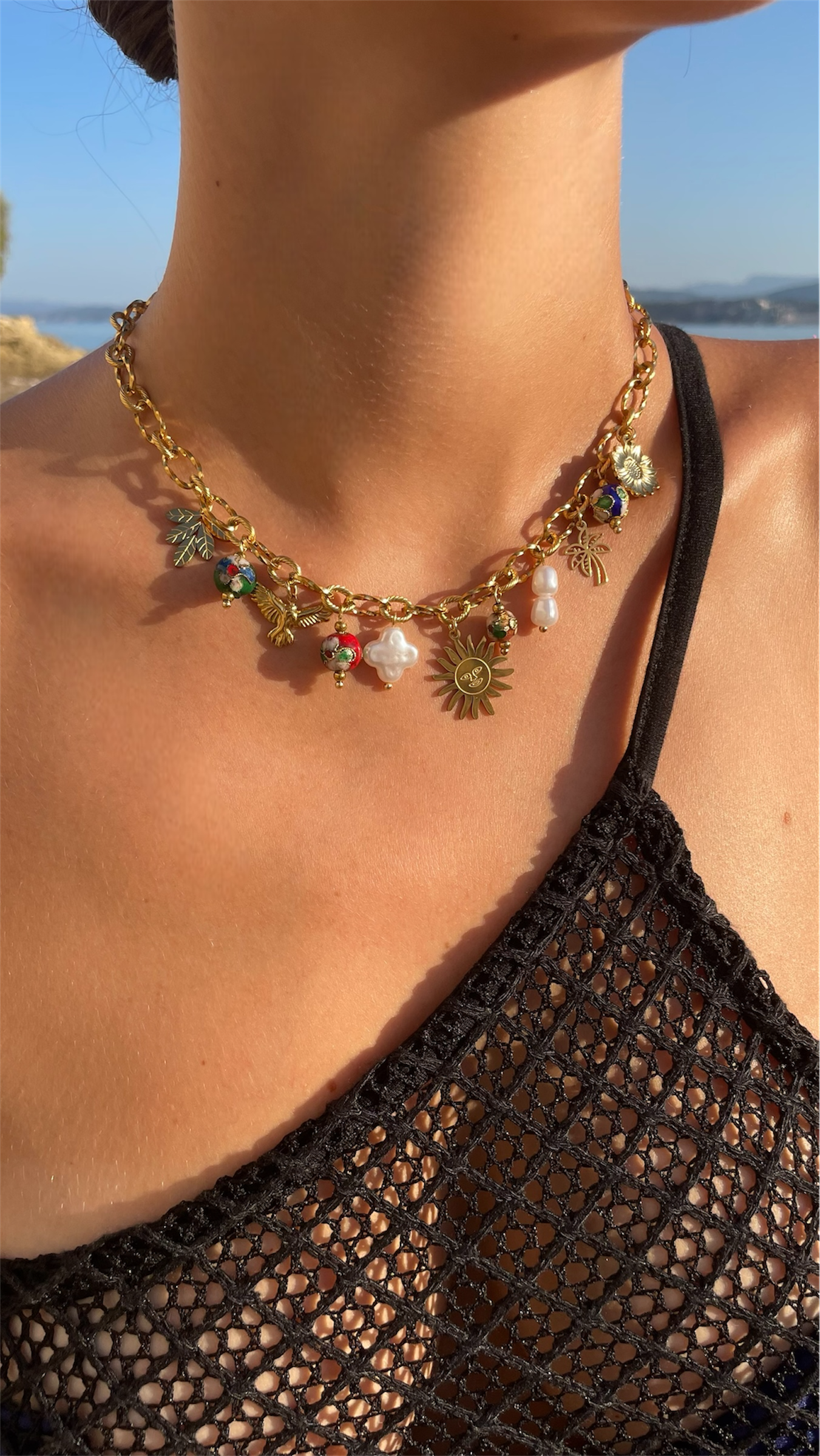 Collier Breloques Acier Inoxydable - Sunset