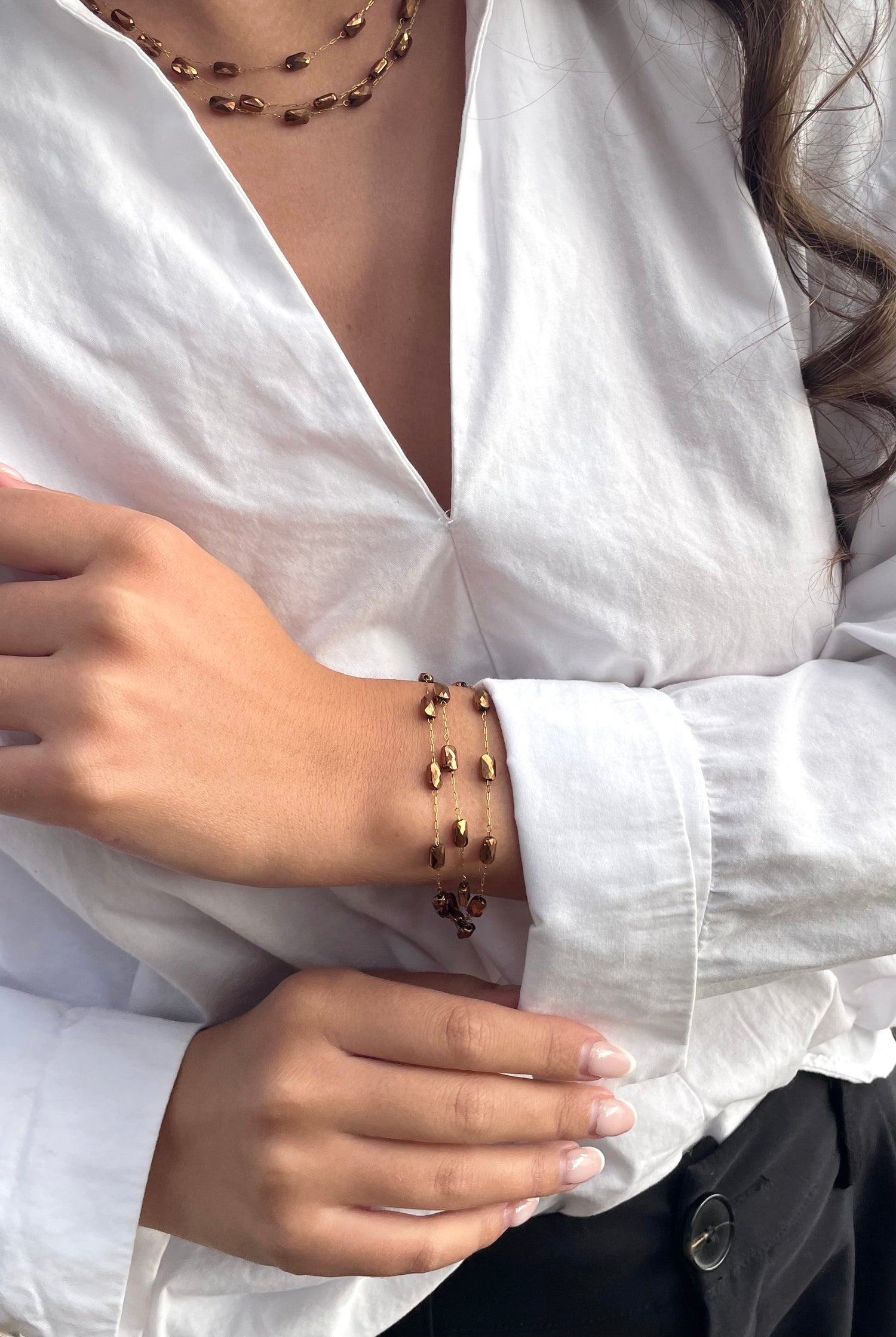 Bracelet Perles Marron - Eva
