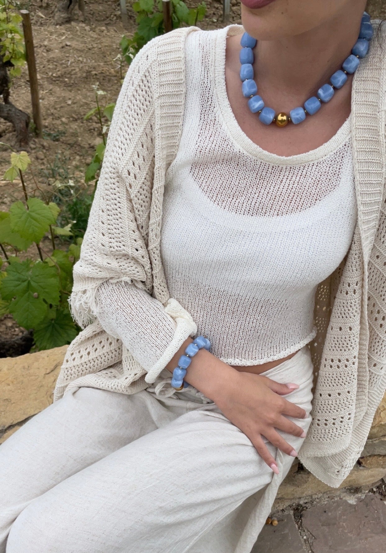 Bracelet Résine Bleu Pastel