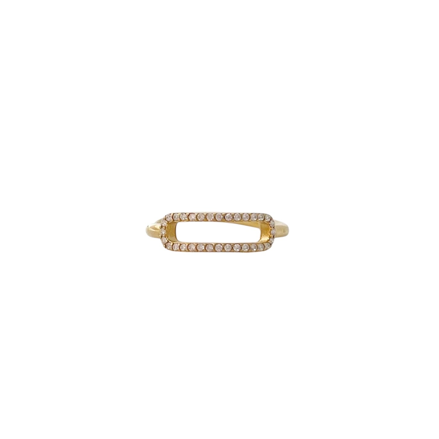 Bague ajustable barre horizontale en acier inoxydable doré pour femme 