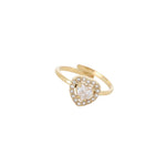 Bague fine ajustable pour femme en acier inoxydable doré, ornée d’un cristal en forme de cœur et d’oxydes de zirconium brillants, bijou romantique, hypoallergénique et résistant à l’eau