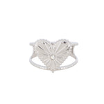 Bague fine pour femme en acier inoxydable argenté, ornée d’un cœur texturé effet rayons de lumière avec un oxyde de zirconium brillant, bijou ajustable, hypoallergénique et résistant à l’eau