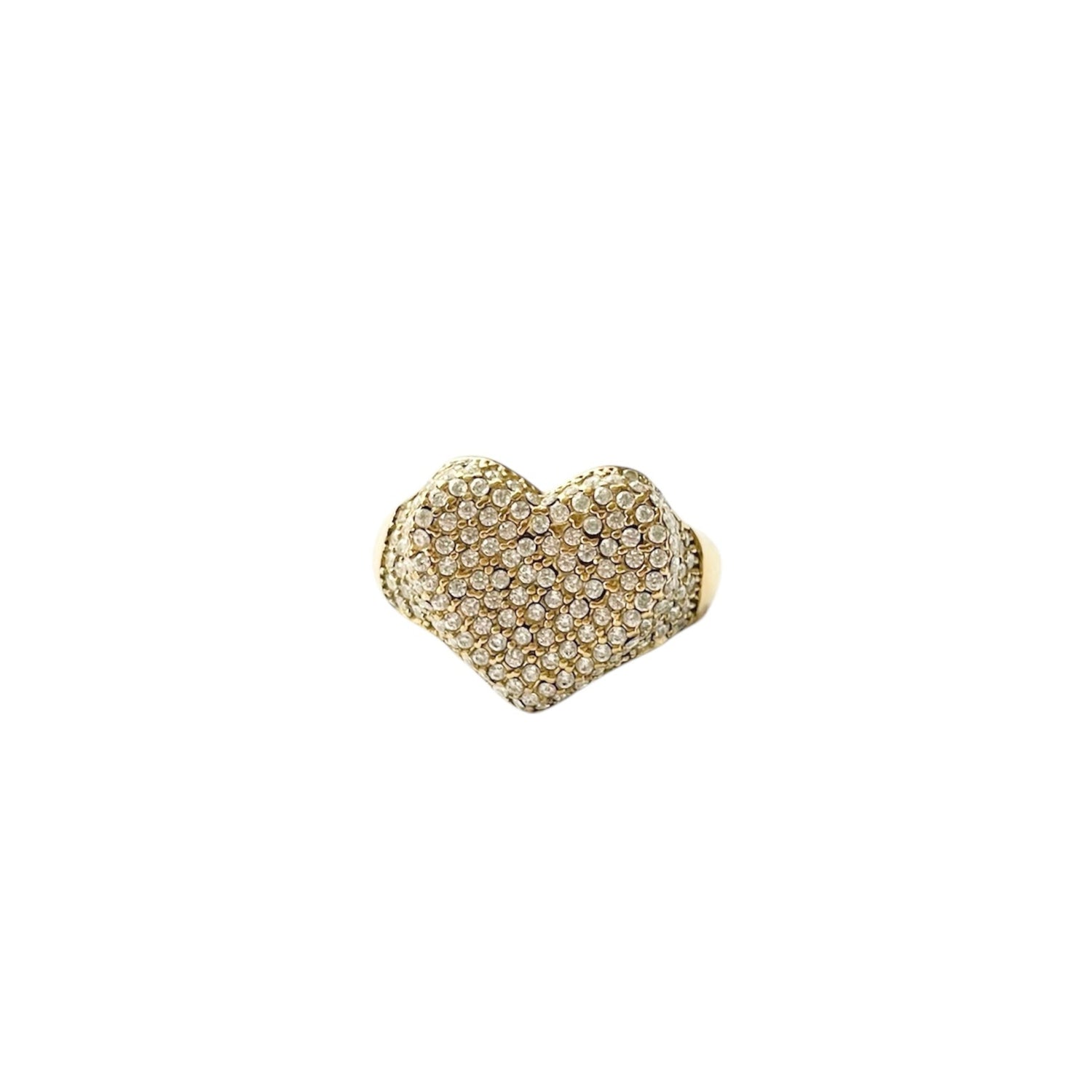 Bague Cœur étincelant ajustable en acier inoxydable doré tendance pour femme 