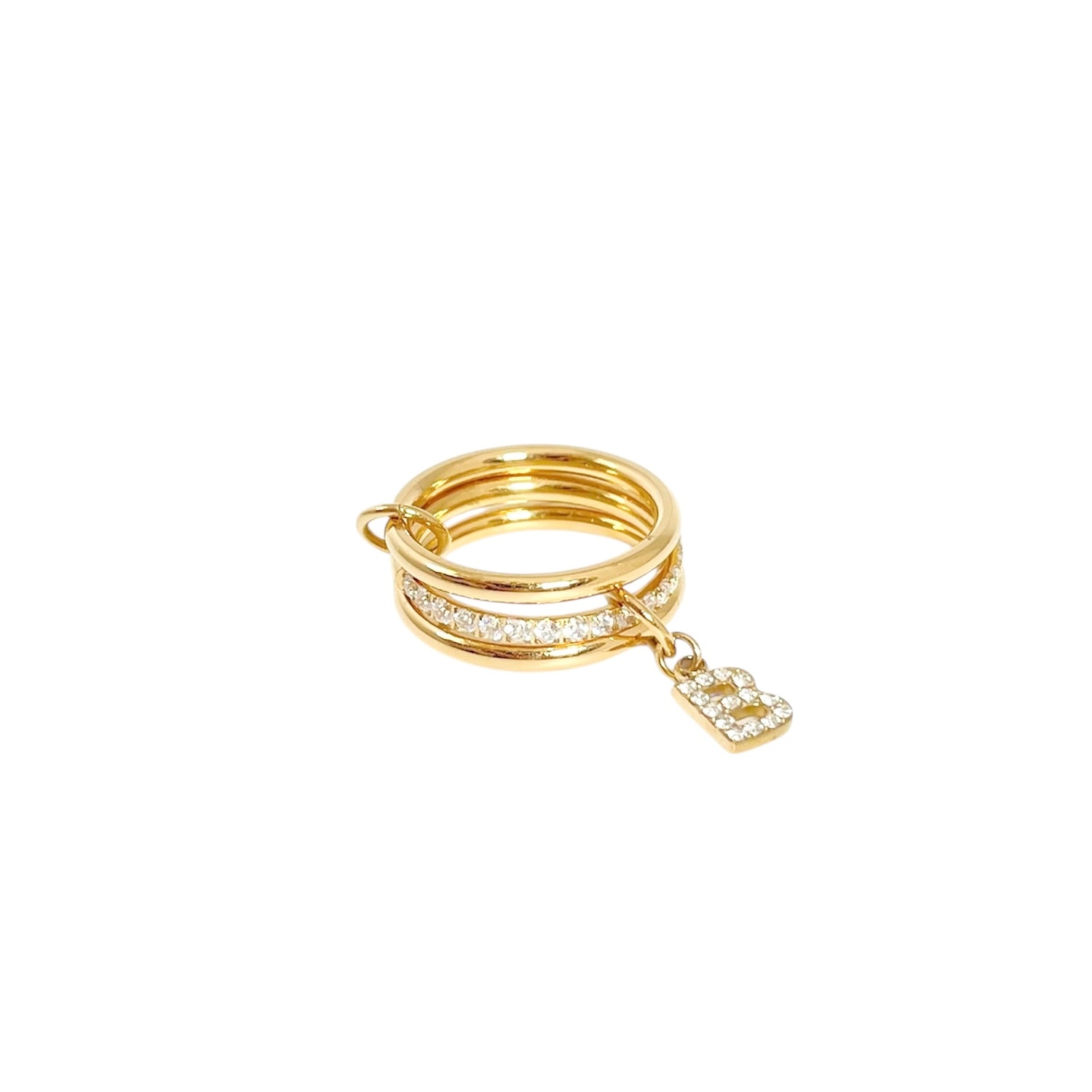 Bague personnalisable initiale en acier inoxydable doré pour femme idéal pour offrir