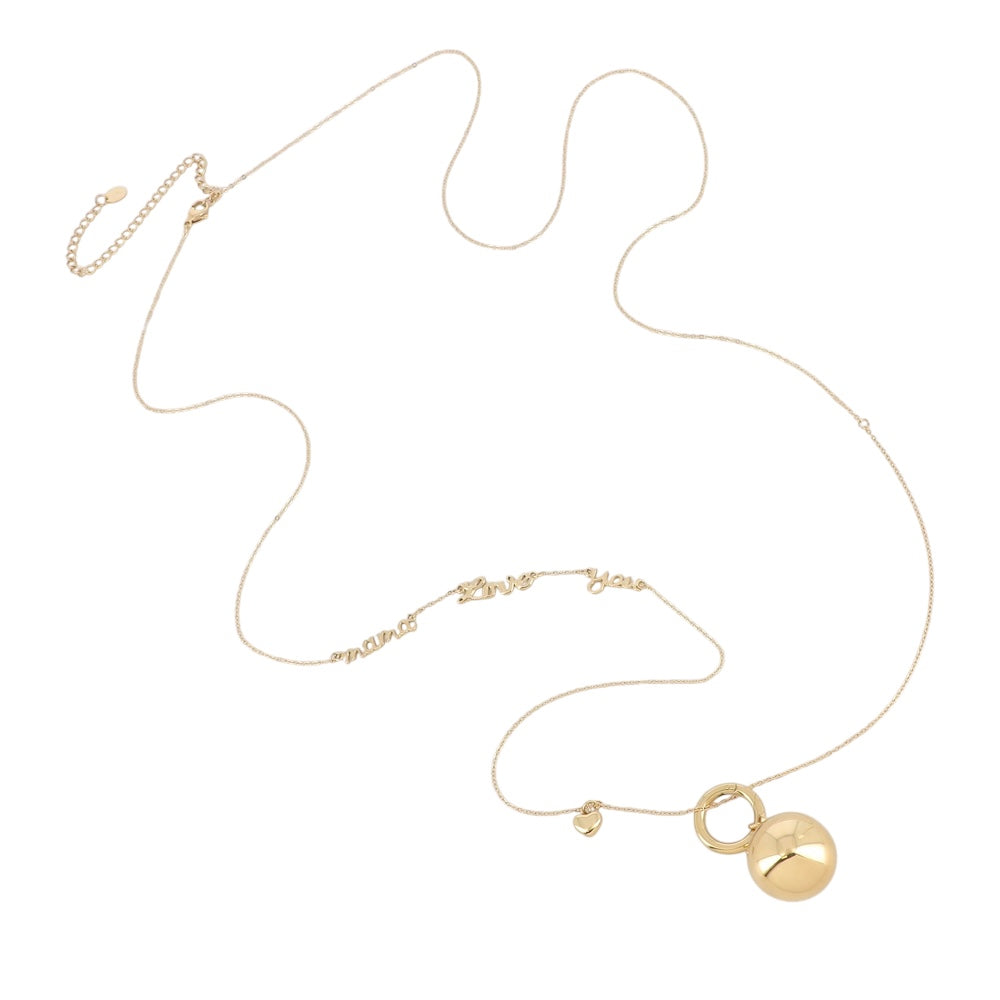 Collier sautoir Bola de grossesse en acier inoxydable doré pour femme