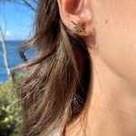 Boucles d’oreilles puces étoilée en acier inoxydable strass doré pour femme 