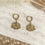 Boucles d’oreilles créoles doré pendentif œil protecteur strass multicolore pour femme 