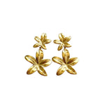 Boucles d’oreilles dorées en acier inoxydable pour femme, design floral stylisé, élégantes et hypoallergéniques