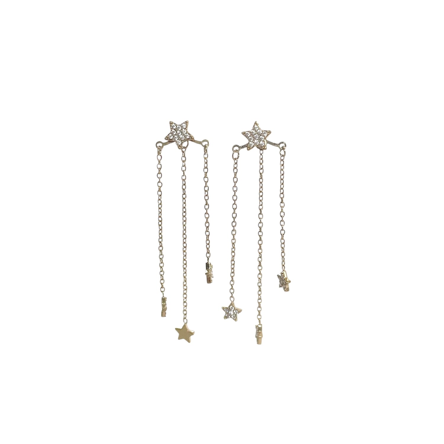 Boucles d’oreilles pendantes étoiles doré en acier inoxydable pour femme 
