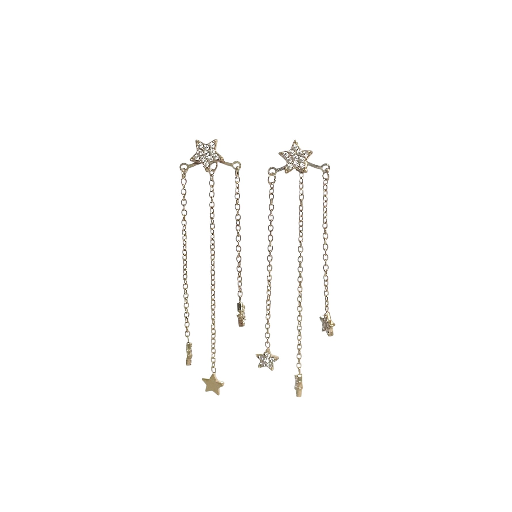 Boucles d’oreilles pendantes étoiles doré en acier inoxydable pour femme 
