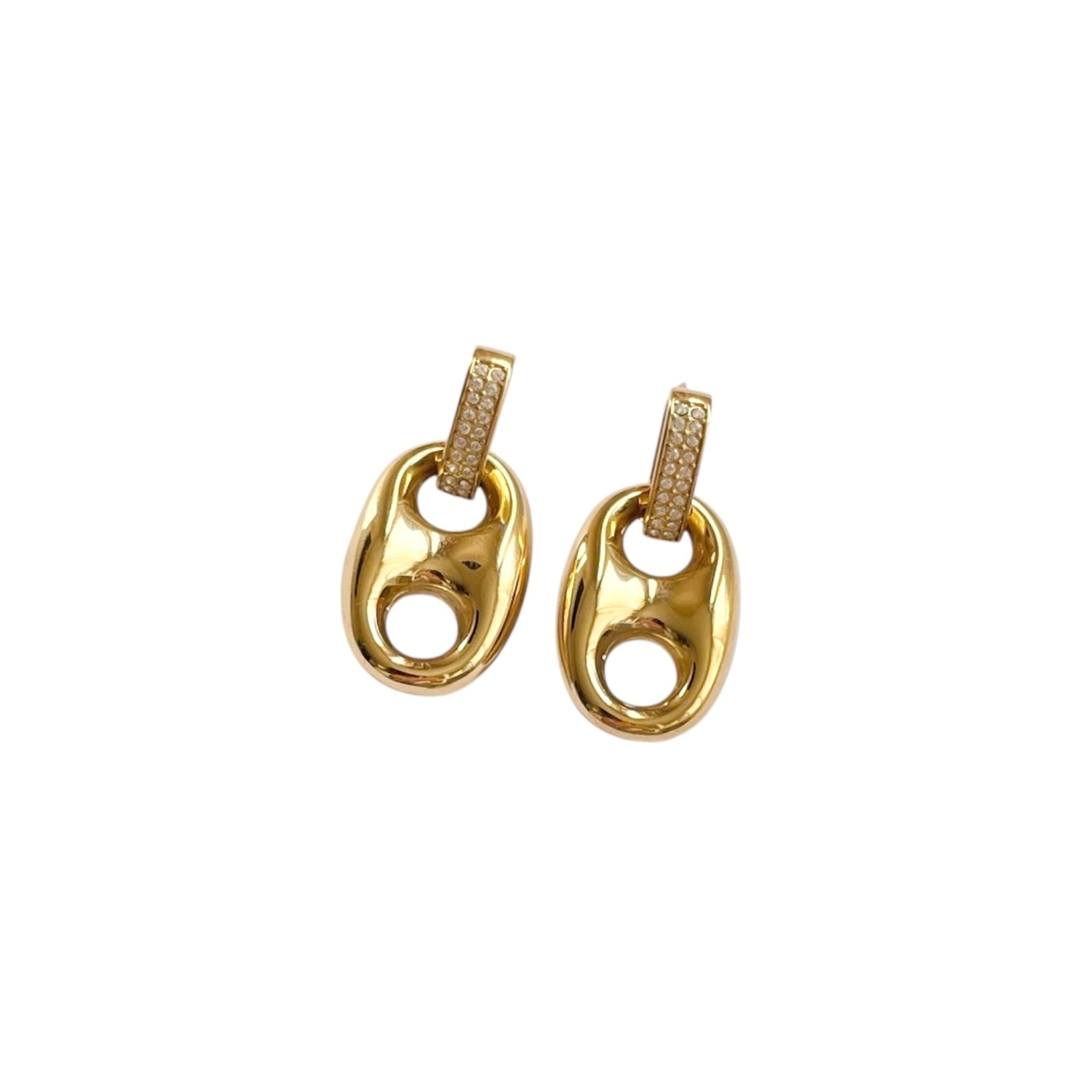 Boucles d’oreilles pendantes Maille Marine en acier inoxydable doré, résistantes à l’eau.