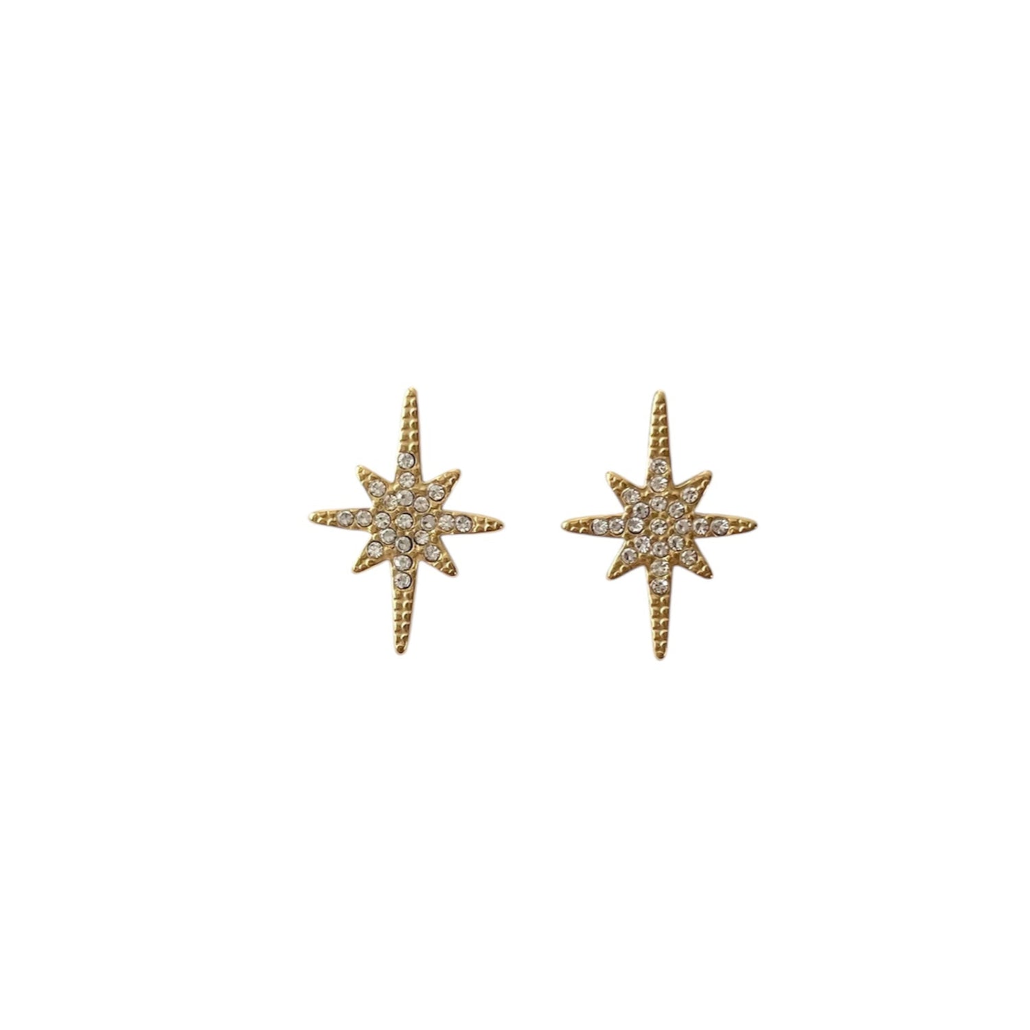 Boucles d’oreilles puces en forme d’étoile strass doré en acier inoxydable femme