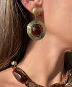 Boucles d’oreilles rondes en résine marron pour femme 