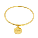 Bracelet jonc à breloque étoile en acier inoxydable doré pour femme 
