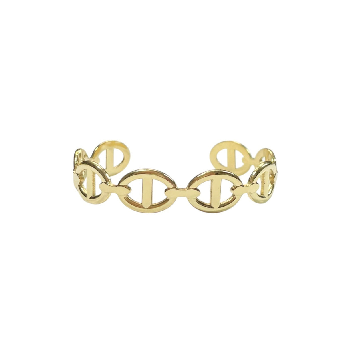 Bracelet jonc Maille Marine en acier inoxydable doré ajustable pour femme
