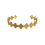 Bracelet jonc trèfles en acier inoxydable doré pour femme 