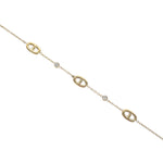 Bracelet 3 mailles Marine et 2 strass en acier inoxydable dore pour femme 