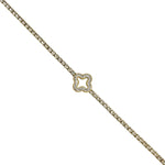 Bracelet trèfle en strass et acier doré pour femme