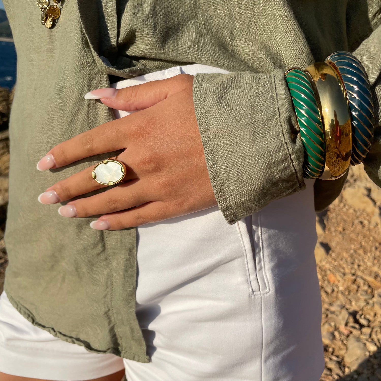 Bague Nacre Blanche - Tess