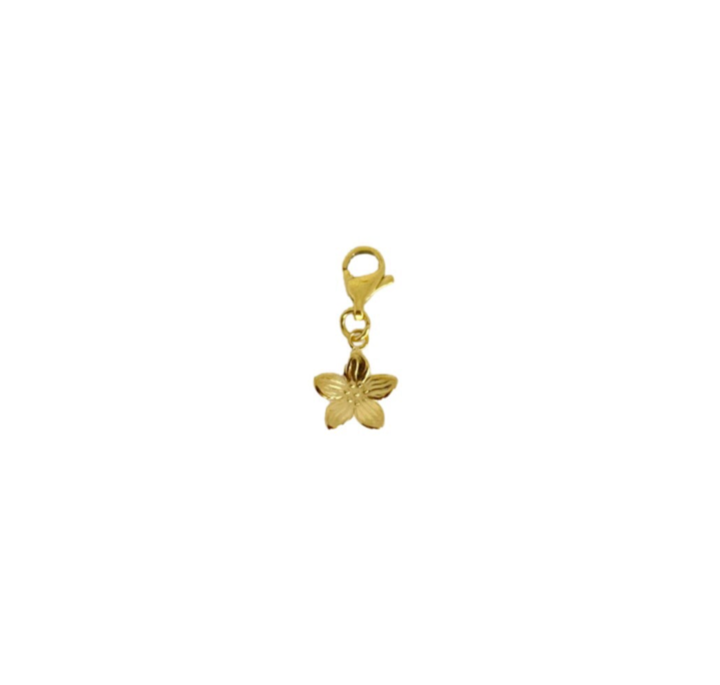 Charm fleur en acier inoxydable doré 