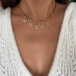 Collier à Charms lettre personnalisable en acier inoxydable doré pour femme 
