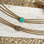 Collier Triple Rangs Acier Inoxydable Doré – Pierre Naturelle ou Nacre – Bijou Femme Hypoallergénique
