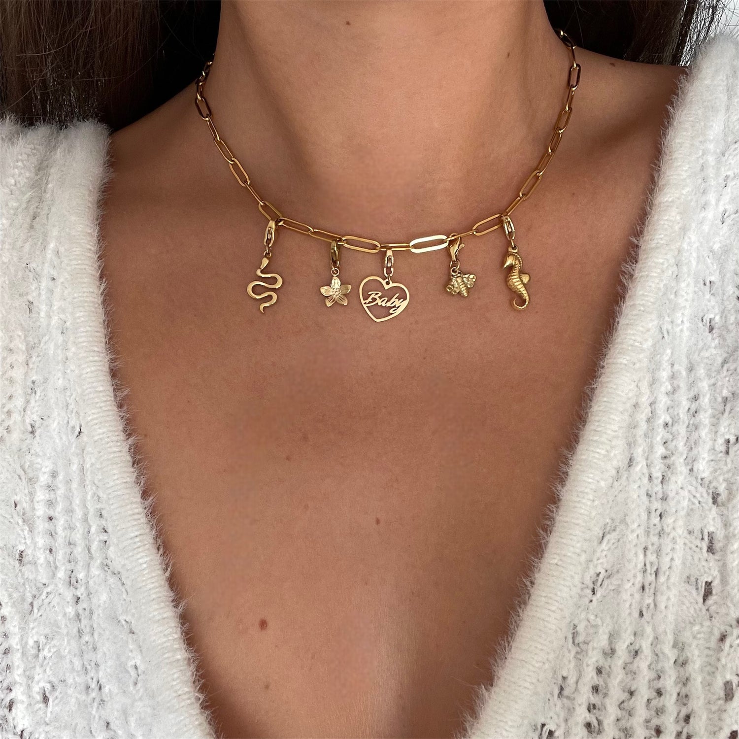 Collier personnalisé à charms et breloques tendance pour femme 