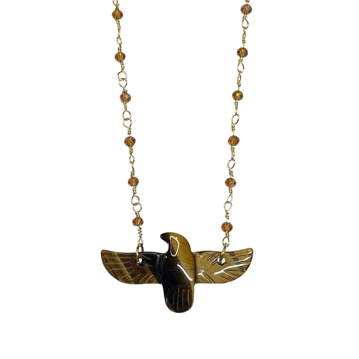 Collier aigle marron bohème chic en acier inoxydable doré pour femme 