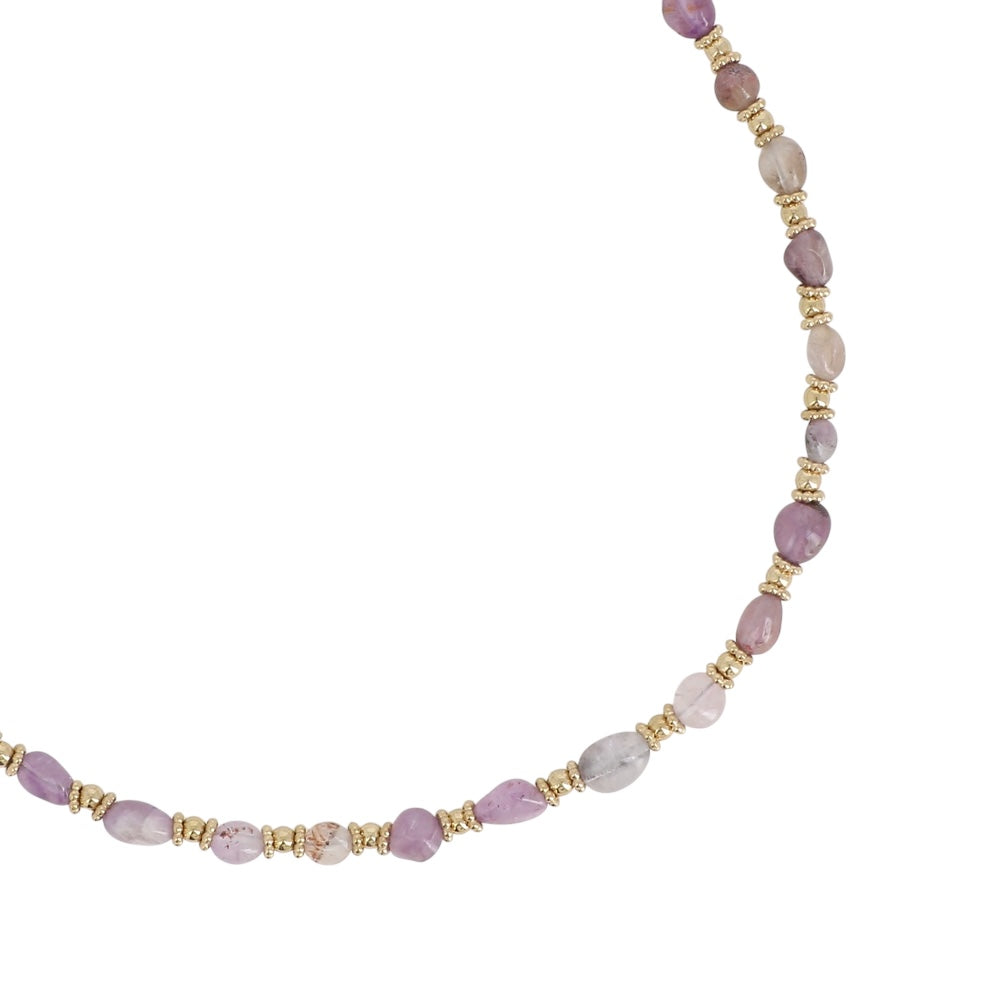 Collier pierres naturelles améthyste violet pour femme  