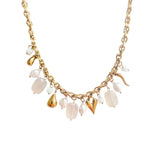 Collier avec breloques blanches acier inoxydable Doré femme 
