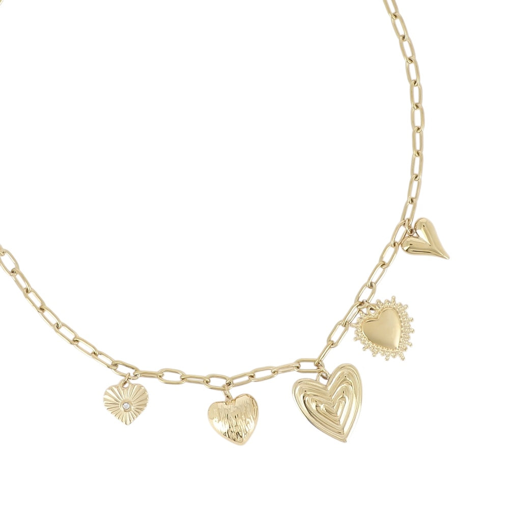Collier avec breloques en forme de cœur tendance pour femme