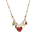 Collier avec breloques cœur en acier inoxydable tendance femme 