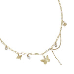 Collier avec breloques papillon doré en acier inoxydable tendance pour femme 