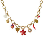 Collier avec breloques piment colorées au style solaire et estival. bijou fantaisie chic 