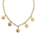 Collier avec breloques soleils doré en acier inoxydable tendance femme 