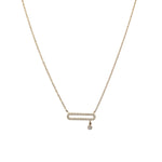 Collier barre horizontale fine zircon en acier inoxydable doré pour femme 