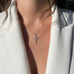 Collier croix en acier inoxydable doré pour femme 