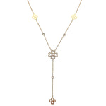 Collier en y trèfle tendance en acier inoxydable doré pour femme 