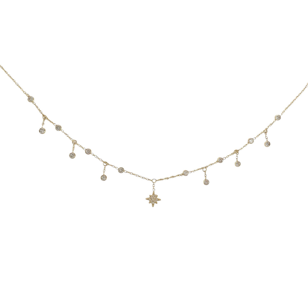 Collier étoile strass et zirconium en acier inoxydable doré tendance femme 