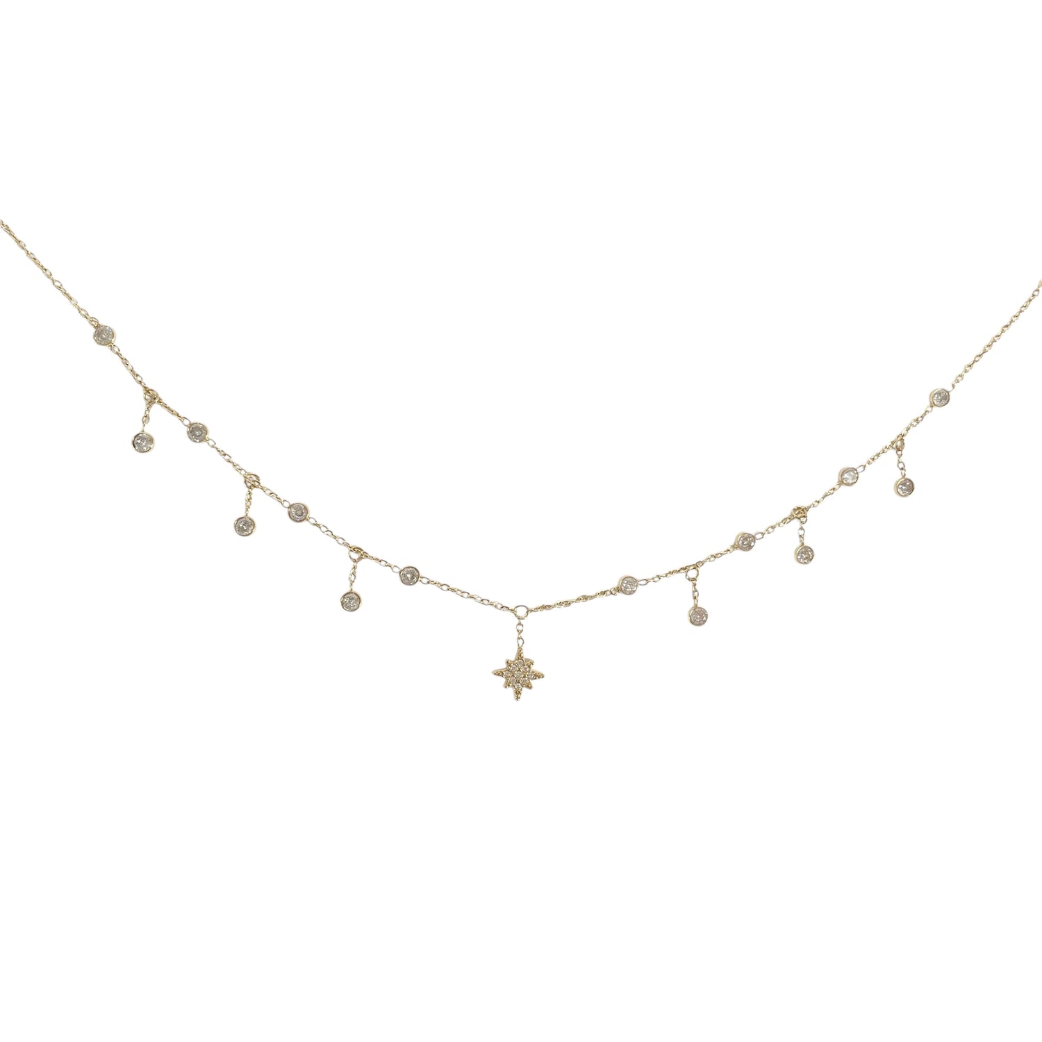Collier étoile strass et zirconium en acier inoxydable doré tendance femme 